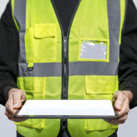 Male engineer holding a digital tablet
